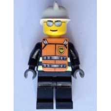 wc016s Fire - Reflective Stripes, Black Legs, White Fire Helmet